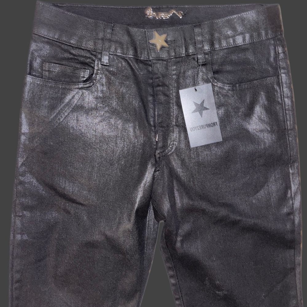 Dior Shimmering Charcoal Jeans with Star Button